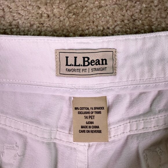 LL Bean Favorite Fit Cropped Capri Pants Womens Size 14 Petite White 35x19 E729 - Picture 4 of 13